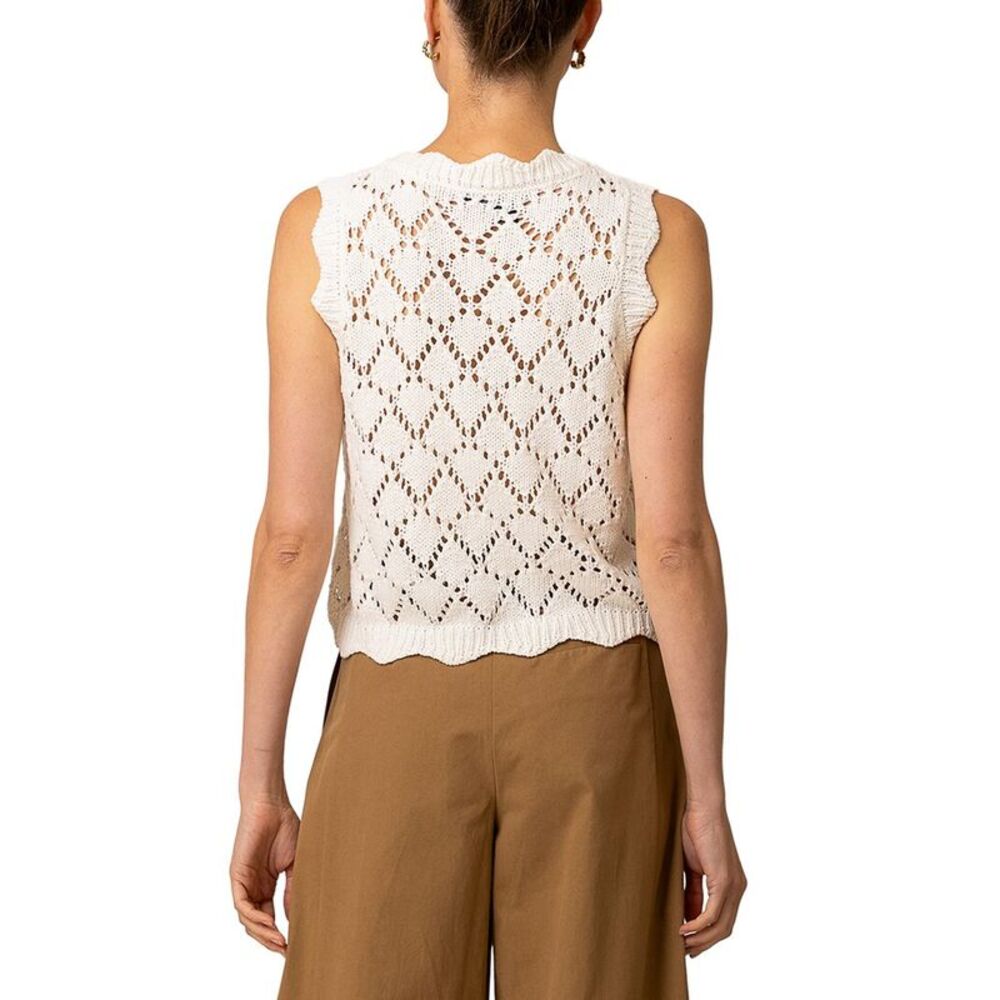 Line & Dot Womens Aleza Tied Sweater Vest, White - Picture 2 of 3